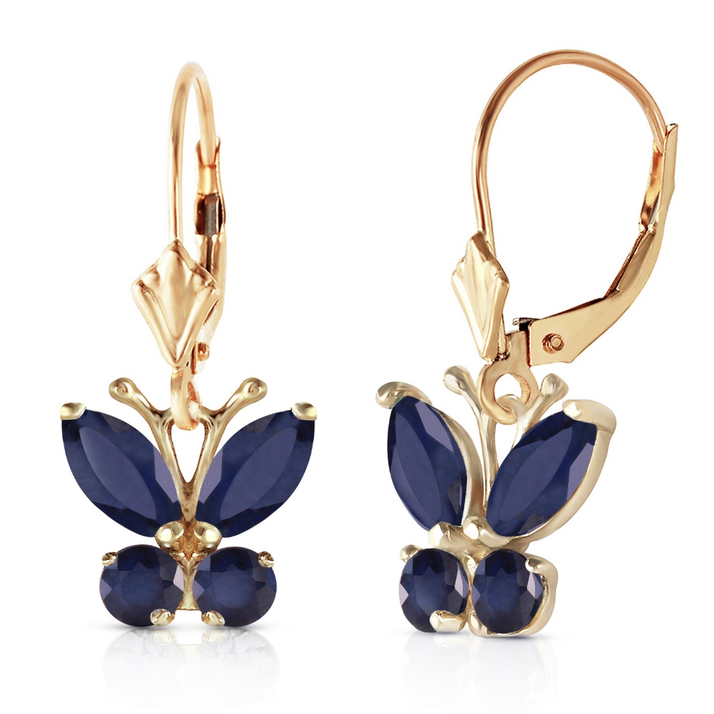 14k Solid Gold Butterfly Earring With Sapphires 780$